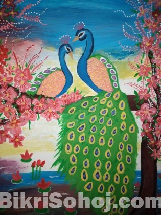 Peacock painting on art paper